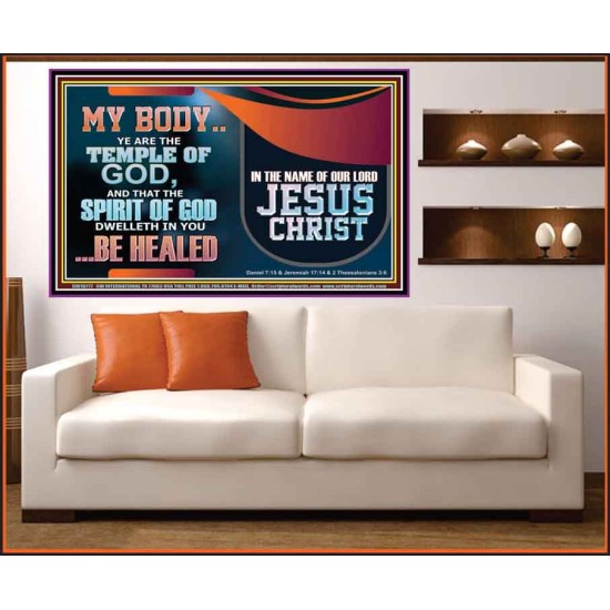 YOU ARE THE TEMPLE OF GOD BE HEALED IN THE NAME OF JESUS CHRIST  Bible Verse Wall Art  GWOVERCOMER10777  