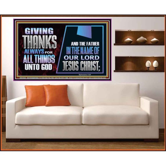 GIVE THANKS ALWAYS FOR ALL THINGS UNTO GOD  Scripture Art Prints Portrait  GWOVERCOMER12060  