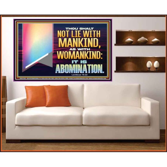 THOU SHALT NOT LIE WITH MANKIND AS WITH WOMANKIND IT IS ABOMINATION  Bible Verse for Home Portrait  GWOVERCOMER12169  