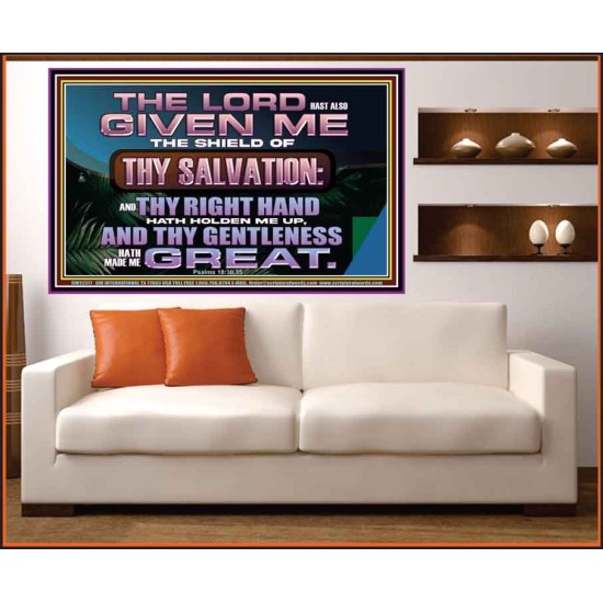 THY RIGHT HAND HATH HOLDEN ME UP  Ultimate Inspirational Wall Art Portrait  GWOVERCOMER12377  