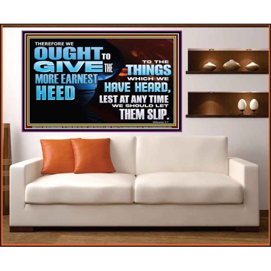 GIVE THE MORE EARNEST HEED  Contemporary Christian Wall Art Portrait  GWOVERCOMER12728  