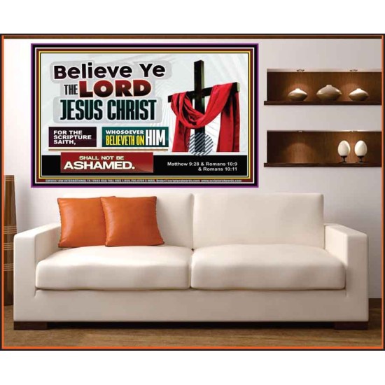 WHOSOEVER BELIEVETH ON HIM SHALL NOT BE ASHAMED  Contemporary Christian Wall Art  GWOVERCOMER9917  