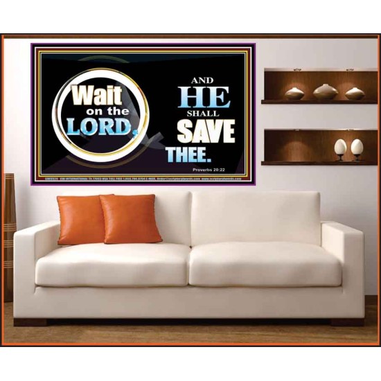 WAIT ON THE LORD AND HE SHALL SAVED THEE  Contemporary Christian Wall Art Portrait  GWOVERCOMER9920  