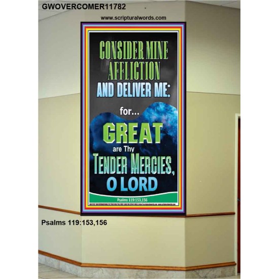 CONSIDER MINE AFFLICTION O LORD MY GOD  Christian Quote Portrait  GWOVERCOMER11782  