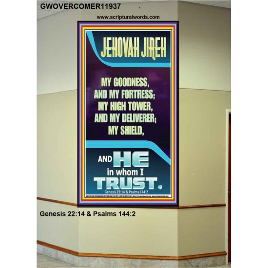 JEHOVAH JIREH MY GOODNESS MY HIGH TOWER MY DELIVERER MY SHIELD  Unique Power Bible Portrait  GWOVERCOMER11937  