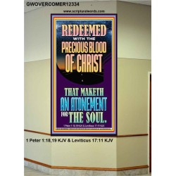 REDEEMED WITH THE PRECIOUS BLOOD OF CHRIST  Custom Wall Décor  GWOVERCOMER12334  "44X62"