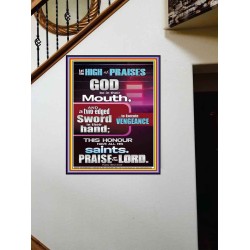PRAISE HIM AND WITH TWO EDGED SWORD TO EXECUTE VENGEANCE  Bible Verse Portrait  GWOVERCOMER10060  "44X62"