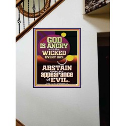 GOD IS ANGRY WITH THE WICKED EVERY DAY ABSTAIN FROM EVIL  Scriptural Décor  GWOVERCOMER11801  "44X62"