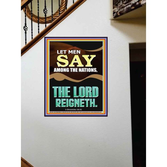 LET MEN SAY AMONG THE NATIONS THE LORD REIGNETH  Custom Inspiration Bible Verse Portrait  GWOVERCOMER11849  