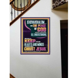 JEHOVAH SHALOM SHALL KEEP YOUR HEARTS AND MINDS THROUGH CHRIST JESUS  Scriptural Décor  GWOVERCOMER11975  "44X62"