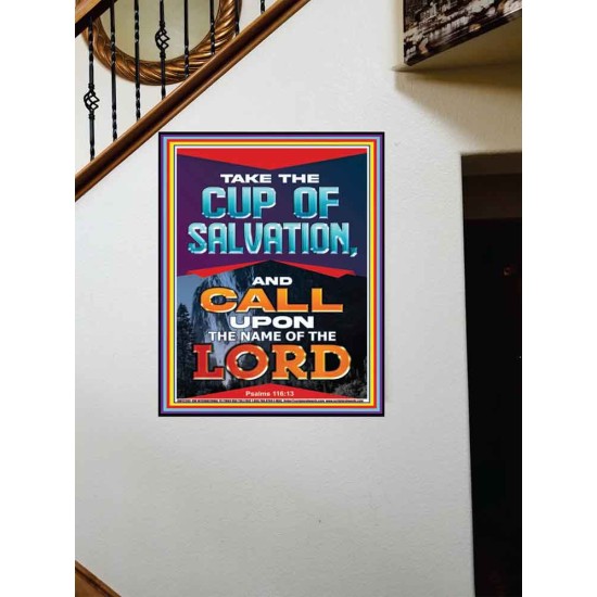 TAKE THE CUP OF SALVATION AND CALL UPON THE NAME OF THE LORD  Scripture Art Portrait  GWOVERCOMER12203  
