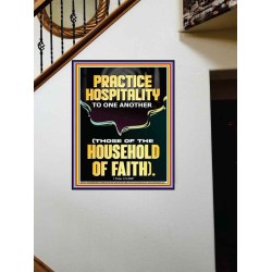 PRACTICE HOSPITALITY TO ONE ANOTHER  Contemporary Christian Wall Art Portrait  GWOVERCOMER12254  "44X62"