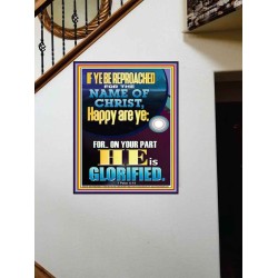 IF YE BE REPROACHED FOR THE NAME OF CHRIST HAPPY ARE YE  Contemporary Christian Wall Art  GWOVERCOMER12260  "44X62"