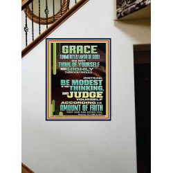 GRACE UNMERITED FAVOR OF GOD BE MODEST IN YOUR THINKING AND JUDGE YOURSELF  Christian Portrait Wall Art  GWOVERCOMER13011  "44X62"