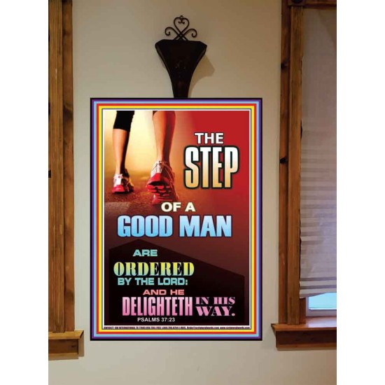 THE STEP OF A GOOD MAN  Contemporary Christian Wall Art  GWOVERCOMER10477  