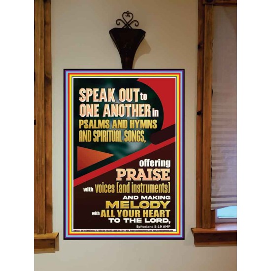 SPEAK TO ONE ANOTHER IN PSALMS AND HYMNS AND SPIRITUAL SONGS  Ultimate Inspirational Wall Art Picture  GWOVERCOMER11881  