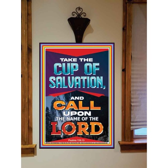 TAKE THE CUP OF SALVATION AND CALL UPON THE NAME OF THE LORD  Scripture Art Portrait  GWOVERCOMER12203  