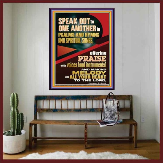 SPEAK TO ONE ANOTHER IN PSALMS AND HYMNS AND SPIRITUAL SONGS  Ultimate Inspirational Wall Art Picture  GWOVERCOMER11881  