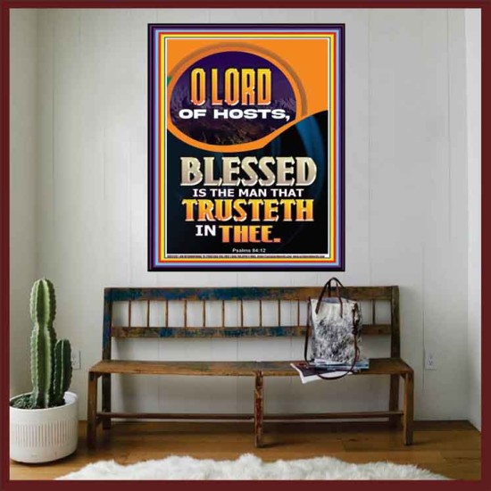 BLESSED IS THE MAN THAT TRUSTETH IN THEE  Scripture Art Prints Portrait  GWOVERCOMER12282  