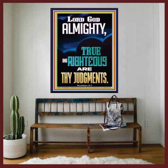 LORD GOD ALMIGHTY TRUE AND RIGHTEOUS ARE THY JUDGMENTS  Ultimate Inspirational Wall Art Portrait  GWOVERCOMER12661  