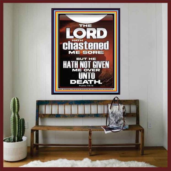 THE LORD HAS NOT GIVEN ME OVER UNTO DEATH  Contemporary Christian Wall Art  GWOVERCOMER13045  