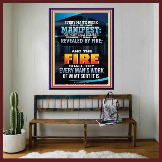 FIRE SHALL TRY EVERY MAN'S WORK  Ultimate Inspirational Wall Art Portrait  GWOVERCOMER9990  