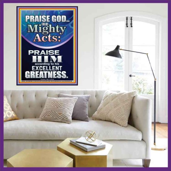 PRAISE FOR HIS MIGHTY ACTS AND EXCELLENT GREATNESS  Inspirational Bible Verse  GWOVERCOMER10062  