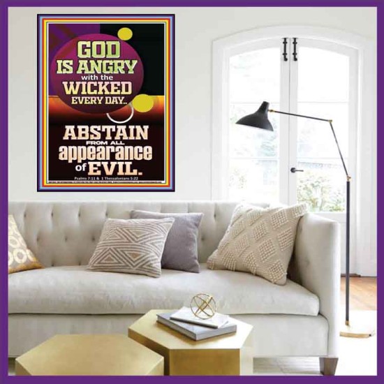 GOD IS ANGRY WITH THE WICKED EVERY DAY ABSTAIN FROM EVIL  Scriptural Décor  GWOVERCOMER11801  