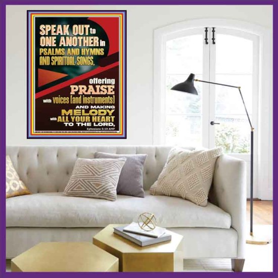 SPEAK TO ONE ANOTHER IN PSALMS AND HYMNS AND SPIRITUAL SONGS  Ultimate Inspirational Wall Art Picture  GWOVERCOMER11881  