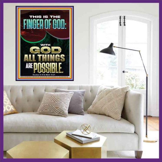 BY THE FINGER OF GOD ALL THINGS ARE POSSIBLE  Décor Art Work  GWOVERCOMER12304  