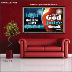 THE HEAVENS SHALL DECLARE HIS RIGHTEOUSNESS  Custom Contemporary Christian Wall Art  GWPEACE10304  "14X12"