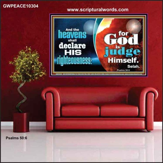 THE HEAVENS SHALL DECLARE HIS RIGHTEOUSNESS  Custom Contemporary Christian Wall Art  GWPEACE10304  