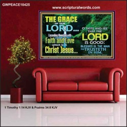 SEEK THE EXCEEDING ABUNDANT FAITH AND LOVE IN CHRIST JESUS  Ultimate Inspirational Wall Art Poster  GWPEACE10425  "14X12"