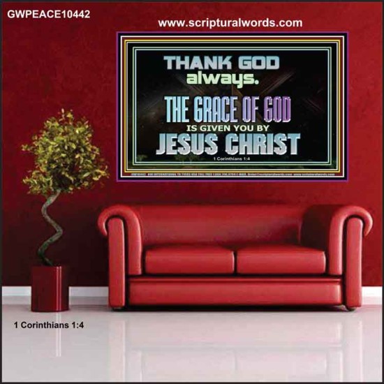 THANKING GOD ALWAYS OPENS GREATER DOOR  Scriptural Décor Poster  GWPEACE10442  