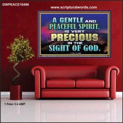GENTLE AND PEACEFUL SPIRIT VERY PRECIOUS IN GOD SIGHT  Bible Verses to Encourage  Poster  GWPEACE10496  "14X12"