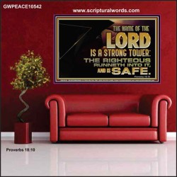 THE NAME OF THE LORD IS A STRONG TOWER  Contemporary Christian Wall Art  GWPEACE10542  "14X12"