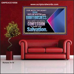 TRUSTING WITH THE HEART LEADS TO RIGHTEOUSNESS  Christian Quotes Poster  GWPEACE10556  "14X12"