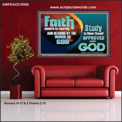 FAITH COMES BY HEARING THE WORD OF CHRIST  Christian Quote Poster  GWPEACE10558  "14X12"