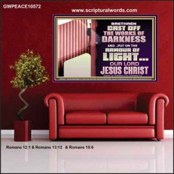 CAST OFF THE WORKS OF DARKNESS  Scripture Art Prints Poster  GWPEACE10572  "14X12"