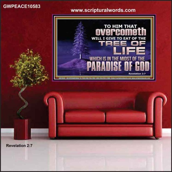 HE THAT OVERCOMETH  Bible Verse Poster  GWPEACE10583  