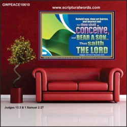 BEHOLD NOW THOU SHALL CONCEIVE  Custom Christian Artwork Poster  GWPEACE10610  "14X12"