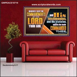 DILIGENTLY KEEP THE COMMANDMENTS OF THE LORD OUR GOD  Ultimate Inspirational Wall Art Poster  GWPEACE10719  "14X12"