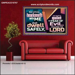 WHOSO HEARKENETH UNTO THE LORD SHALL DWELL SAFELY  Christian Artwork  GWPEACE10767  "14X12"