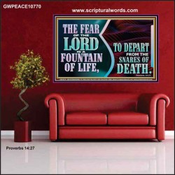 THE FEAR OF THE LORD IS A FOUNTAIN OF LIFE TO DEPART FROM THE SNARES OF DEATH  Scriptural Poster Poster  GWPEACE10770  "14X12"