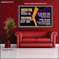 DISCRETION WILL WATCH OVER YOU UNDERSTANDING WILL GUARD YOU  Bible Verses Wall Art  GWPEACE10773  "14X12"