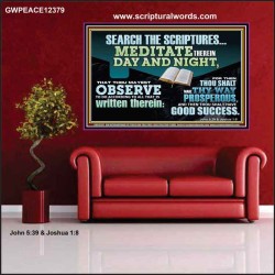 SEARCH THE SCRIPTURES MEDITATE THEREIN DAY AND NIGHT  Unique Power Bible Poster  GWPEACE12379  "14X12"