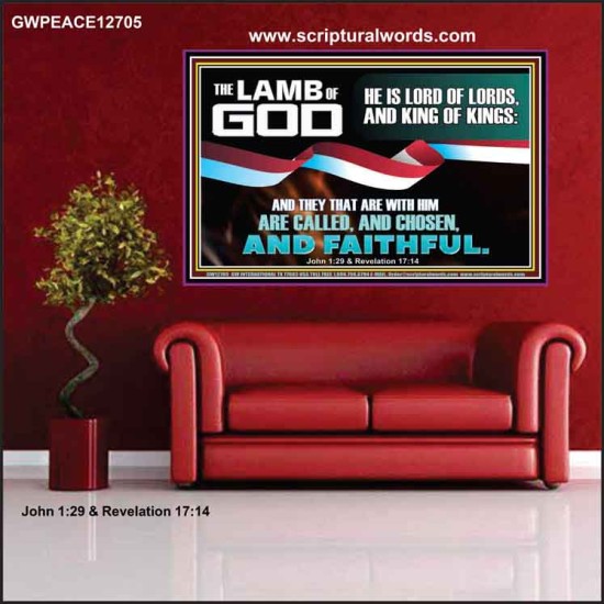 THE LAMB OF GOD LORD OF LORD AND KING OF KINGS  Scriptural Verse Poster   GWPEACE12705  