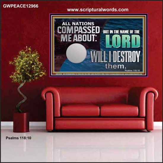 IN THE NAME OF THE LORD WILL I DESTROY THEM  Biblical Paintings Poster  GWPEACE12966  