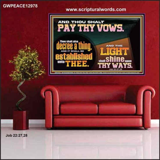 PAY THOU VOWS DECREE A THING AND IT SHALL BE ESTABLISHED UNTO THEE  Bible Verses Poster  GWPEACE12978  