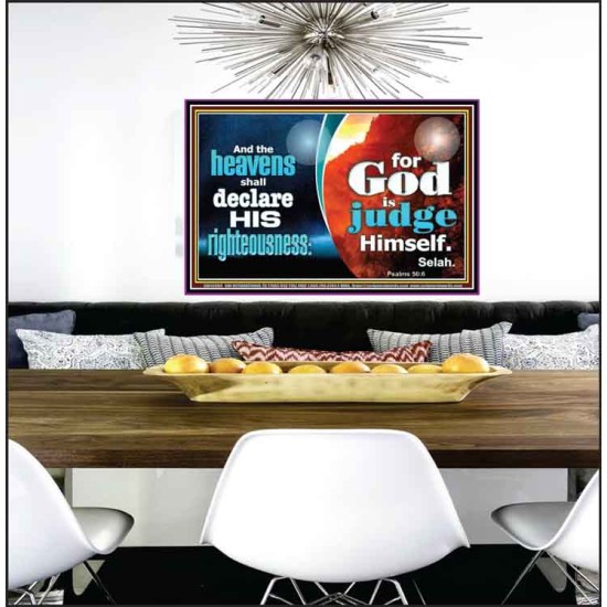 THE HEAVENS SHALL DECLARE HIS RIGHTEOUSNESS  Custom Contemporary Christian Wall Art  GWPEACE10304  